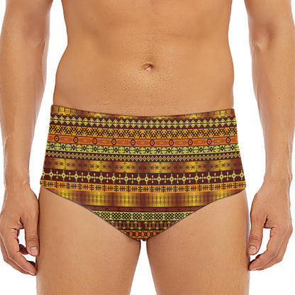 Native African Tribal Pattern Print Men's Triangle Swim Briefs