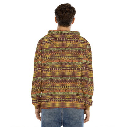Native African Tribal Pattern Print Men's Velvet Pullover Hoodie
