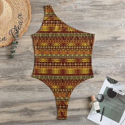 Native African Tribal Pattern Print One Shoulder Bodysuit