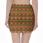 Native African Tribal Pattern Print Pencil Mini Skirt