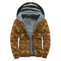 Native African Tribal Pattern Print Sherpa Lined Zip Up Hoodie