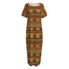 Native African Tribal Pattern Print Short Sleeve Long Nightdress