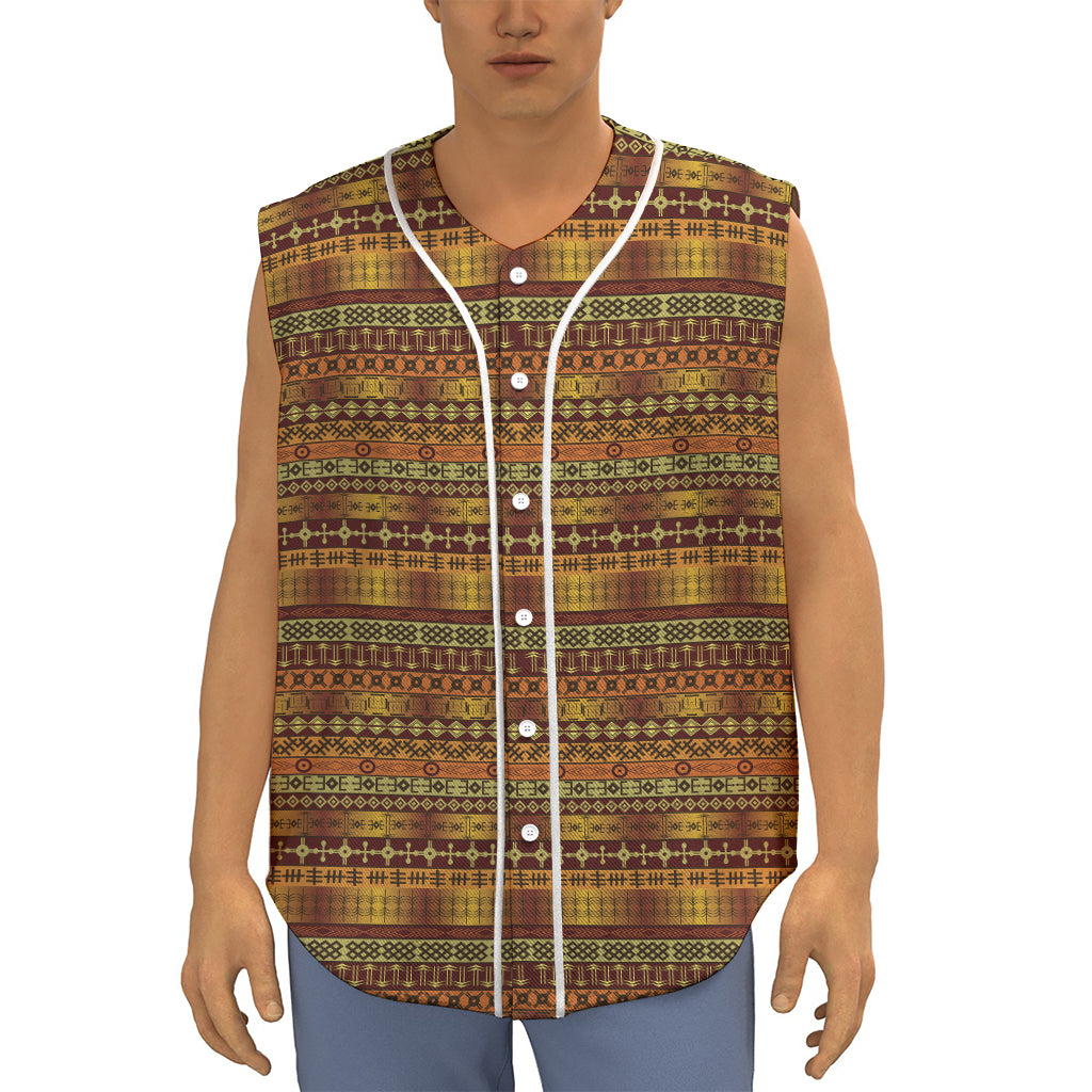 Native African Tribal Pattern Print Sleeveless Baseball Jersey