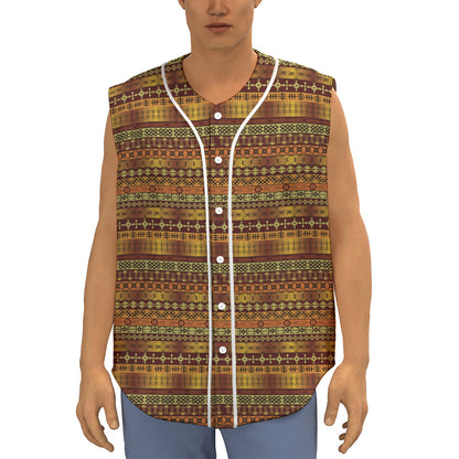 Native African Tribal Pattern Print Sleeveless Baseball Jersey