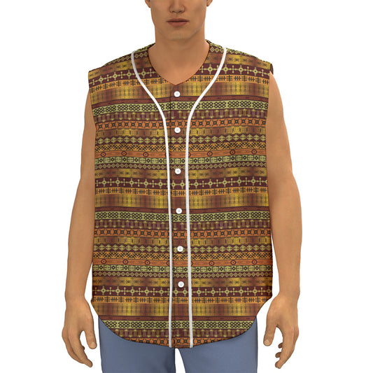 Native African Tribal Pattern Print Sleeveless Baseball Jersey