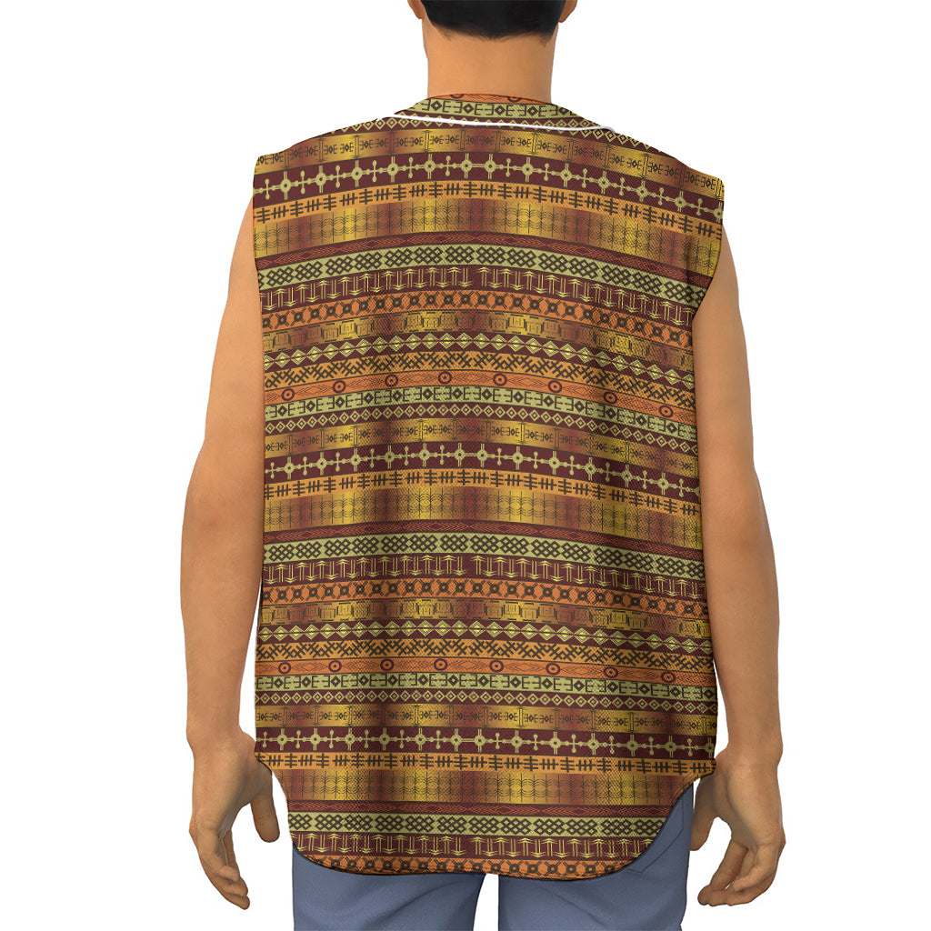 Native African Tribal Pattern Print Sleeveless Baseball Jersey