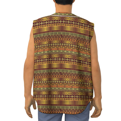 Native African Tribal Pattern Print Sleeveless Baseball Jersey