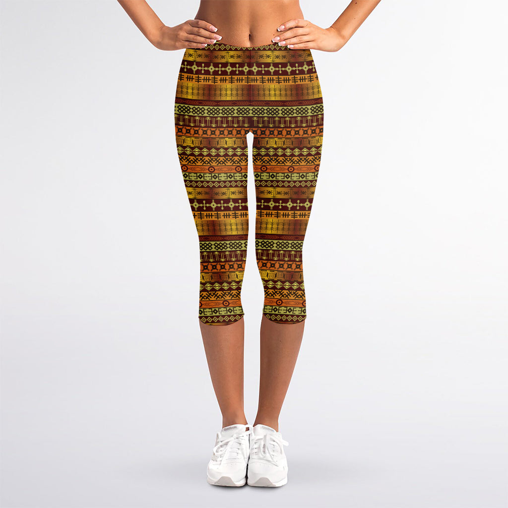 Native African Tribal Pattern Print Women's Capri Leggings