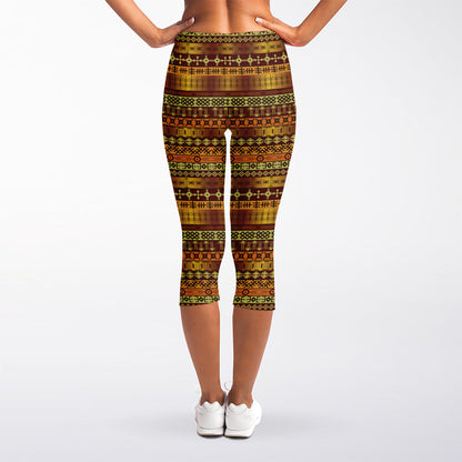 Native African Tribal Pattern Print Women's Capri Leggings