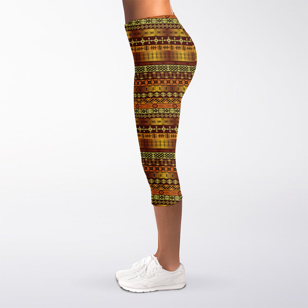 Native African Tribal Pattern Print Women's Capri Leggings