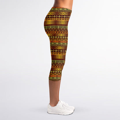 Native African Tribal Pattern Print Women's Capri Leggings