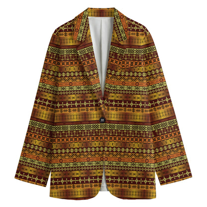 Native African Tribal Pattern Print Women's Cotton Blazer