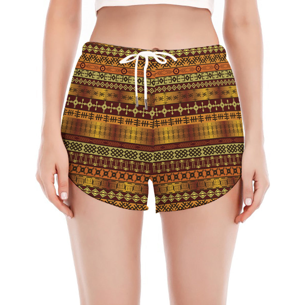 Native African Tribal Pattern Print Women's Split Running Shorts