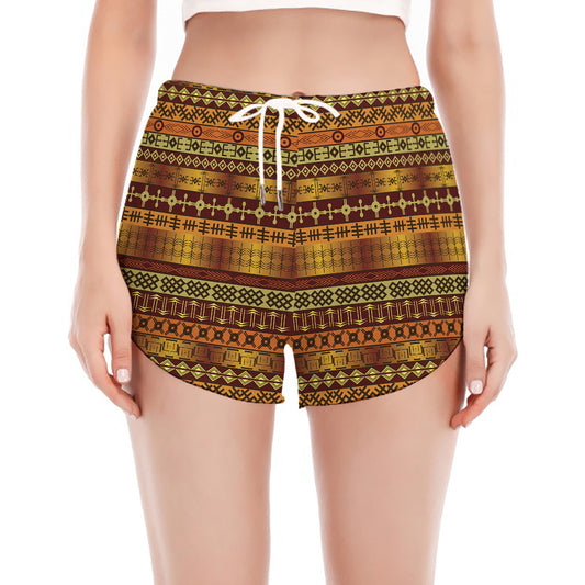 Native African Tribal Pattern Print Women's Split Running Shorts