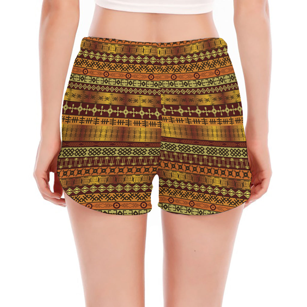 Native African Tribal Pattern Print Women's Split Running Shorts