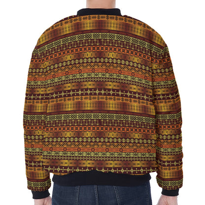 Native African Tribal Pattern Print Zip Sleeve Bomber Jacket