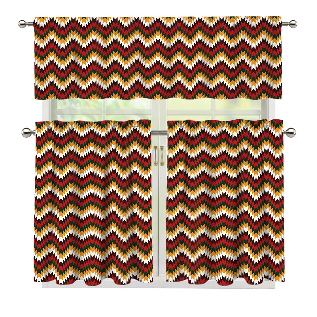 Native American Chevron Tribal Print 3 Piece Kitchen Curtains