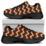 Native American Chevron Tribal Print Black Chunky Shoes