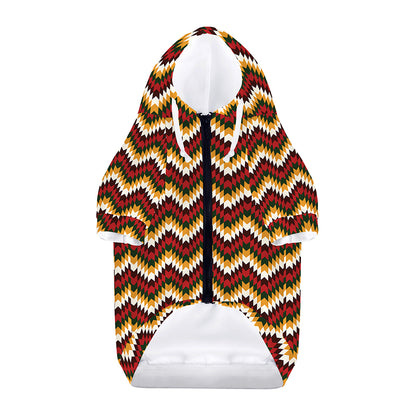 Native American Chevron Tribal Print Dog Zip Up Hoodie