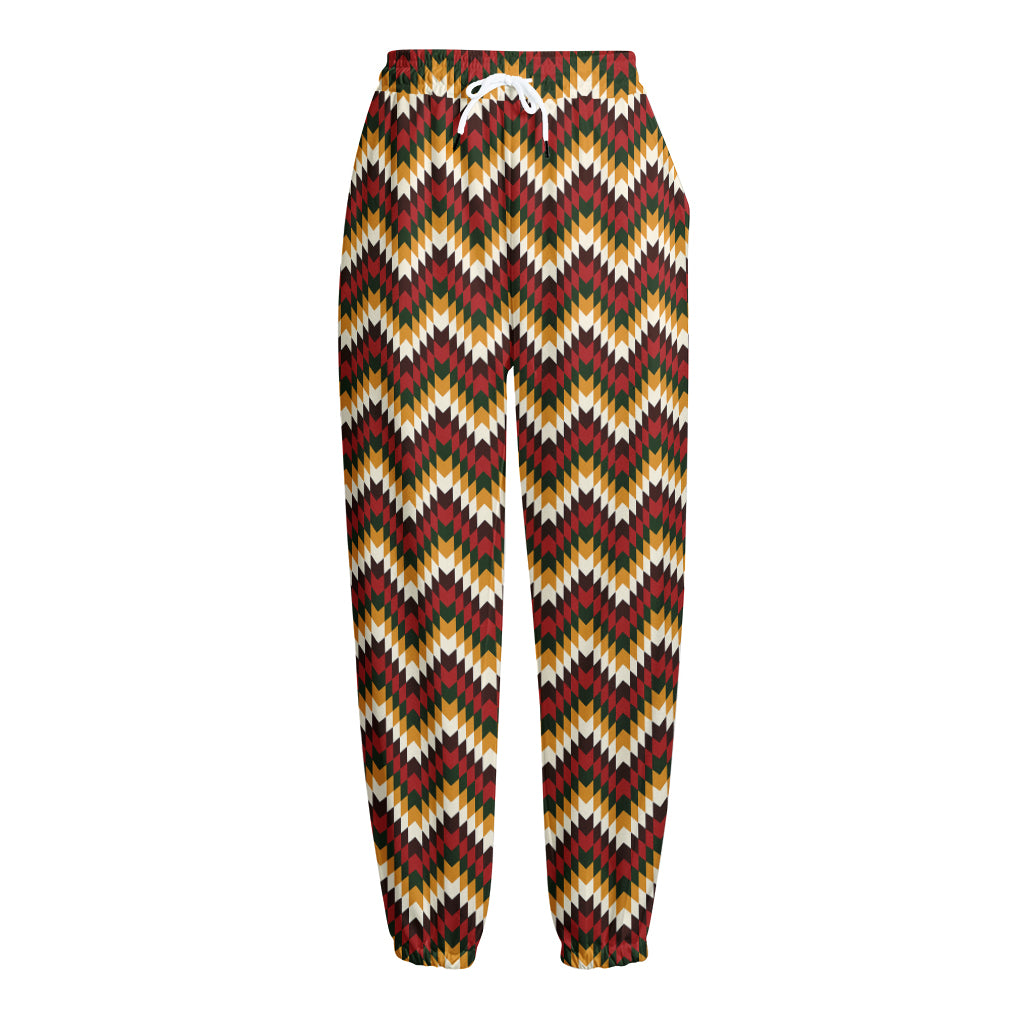 Native American Chevron Tribal Print Fleece Lined Knit Pants