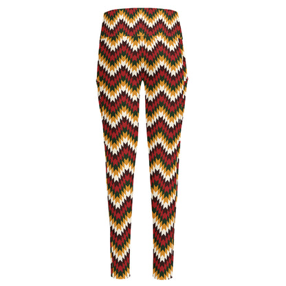 Native American Chevron Tribal Print High-Waisted Pocket Leggings