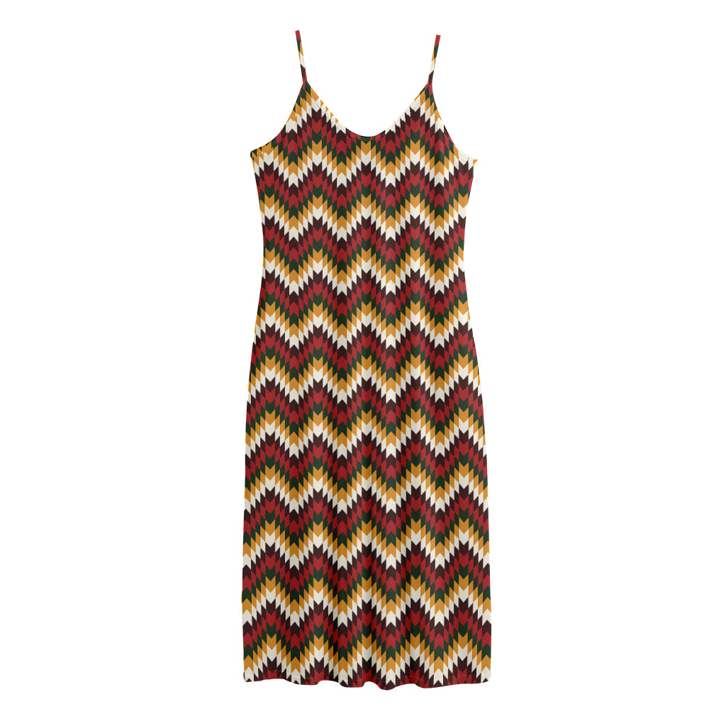 Native American Chevron Tribal Print Jersey Midi Cami Dress