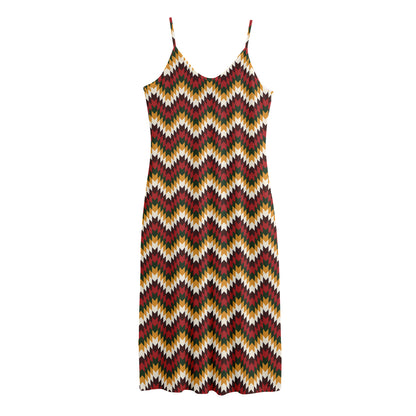 Native American Chevron Tribal Print Jersey Midi Cami Dress