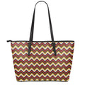 Native American Chevron Tribal Print Leather Tote Bag With Zipper
