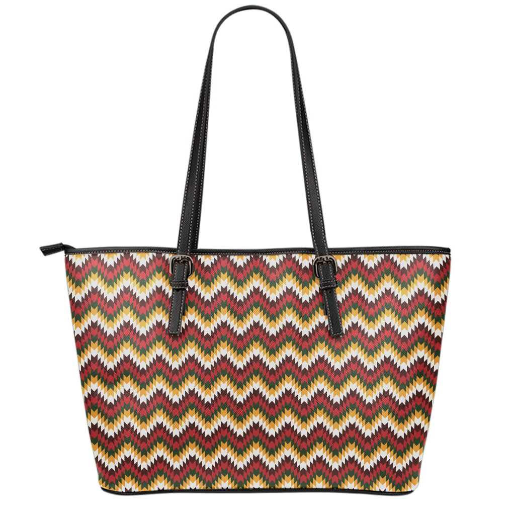 Native American Chevron Tribal Print Leather Tote Bag