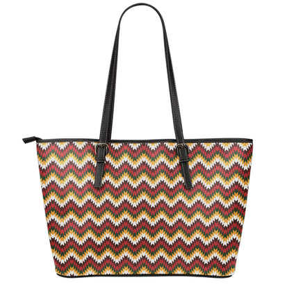 Native American Chevron Tribal Print Leather Tote Bag