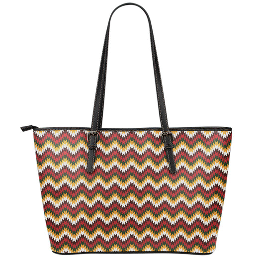 Native American Chevron Tribal Print Leather Tote Bag