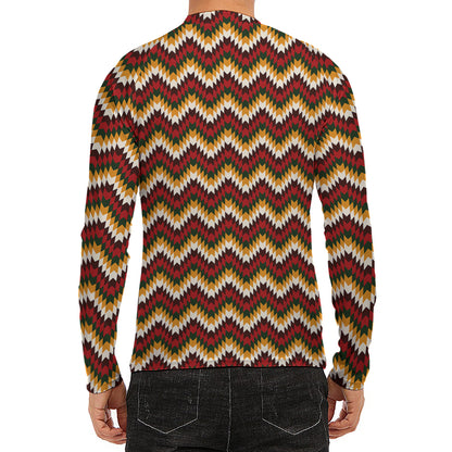 Native American Chevron Tribal Print Men's Long Sleeve Rash Guard