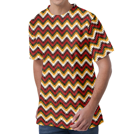 Native American Chevron Tribal Print Men's Velvet T-Shirt