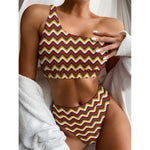 Native American Chevron Tribal Print One Shoulder Bikini Top