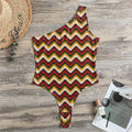 Native American Chevron Tribal Print One Shoulder Bodysuit