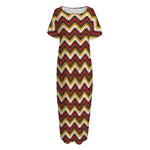 Native American Chevron Tribal Print Short Sleeve Long Nightdress