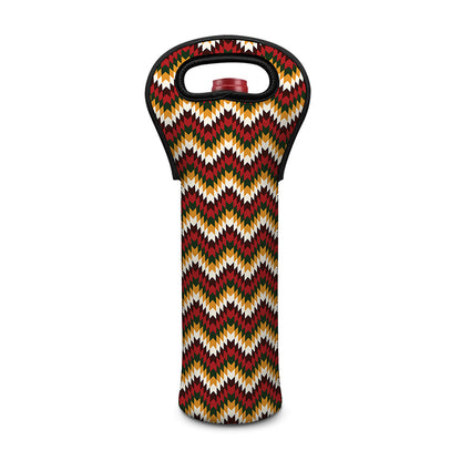 Native American Chevron Tribal Print Single Neoprene Wine Tote