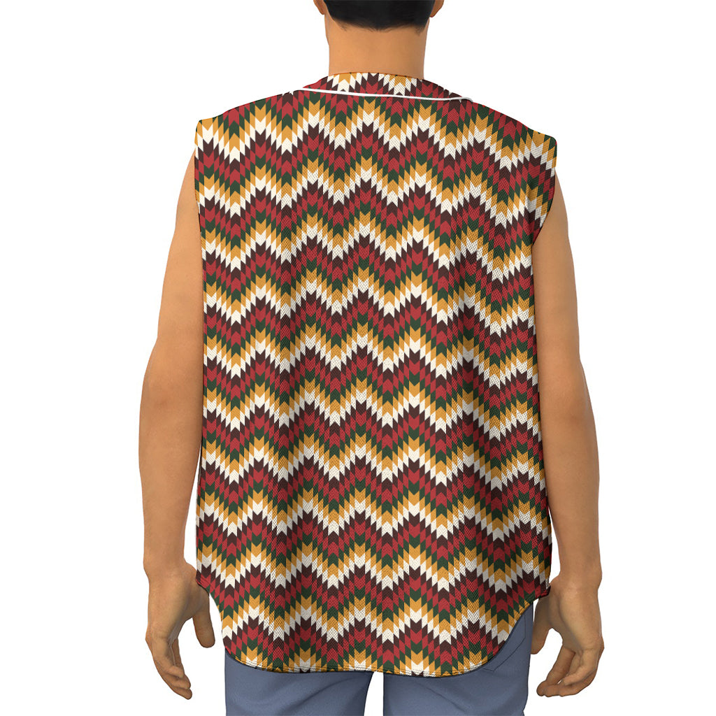 Native American Chevron Tribal Print Sleeveless Baseball Jersey