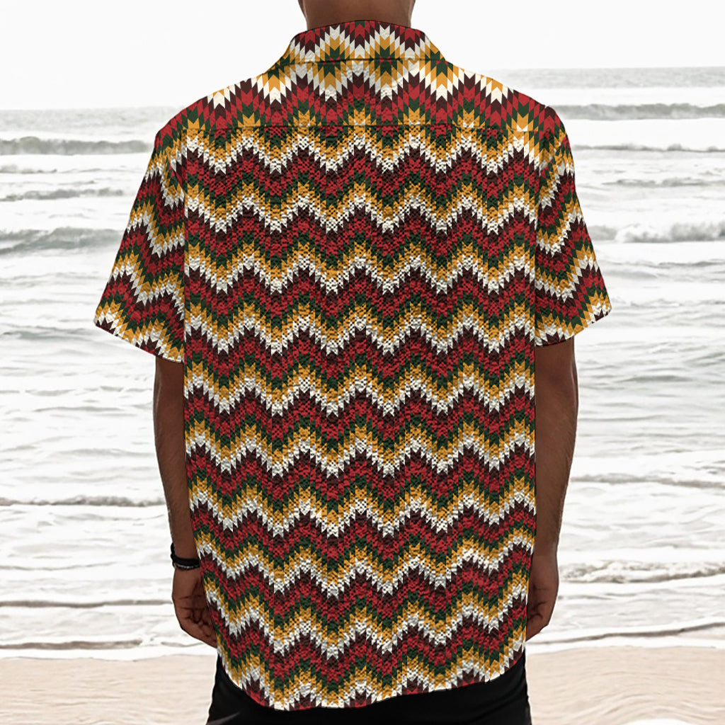 Native American Chevron Tribal Print Textured Short Sleeve Shirt