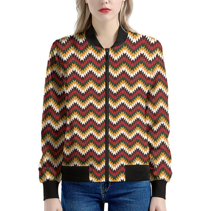 Native American Chevron Tribal Print Women's Bomber Jacket