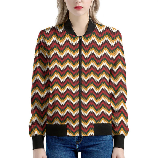 Native American Chevron Tribal Print Women's Bomber Jacket