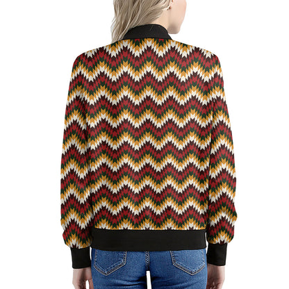 Native American Chevron Tribal Print Women's Bomber Jacket