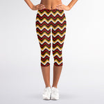 Native American Chevron Tribal Print Women's Capri Leggings
