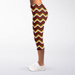 Native American Chevron Tribal Print Women's Capri Leggings