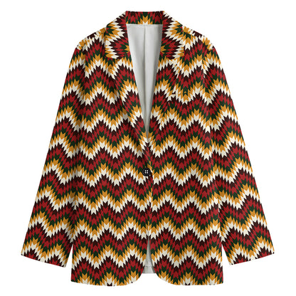 Native American Chevron Tribal Print Women's Cotton Blazer