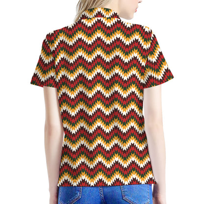 Native American Chevron Tribal Print Women's Polo Shirt