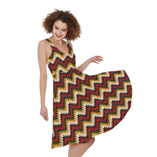 Native American Chevron Tribal Print Women's Sleeveless Dress
