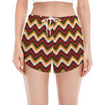 Native American Chevron Tribal Print Women's Split Running Shorts