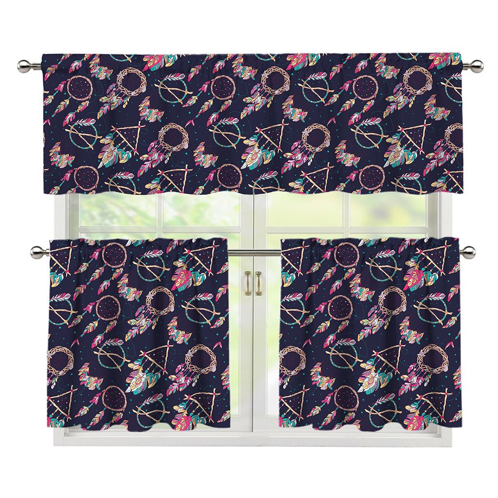 Native American Dream Catcher Print 3 Piece Kitchen Curtains