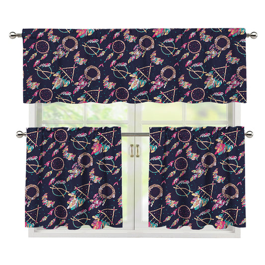 Native American Dream Catcher Print 3 Piece Kitchen Curtains